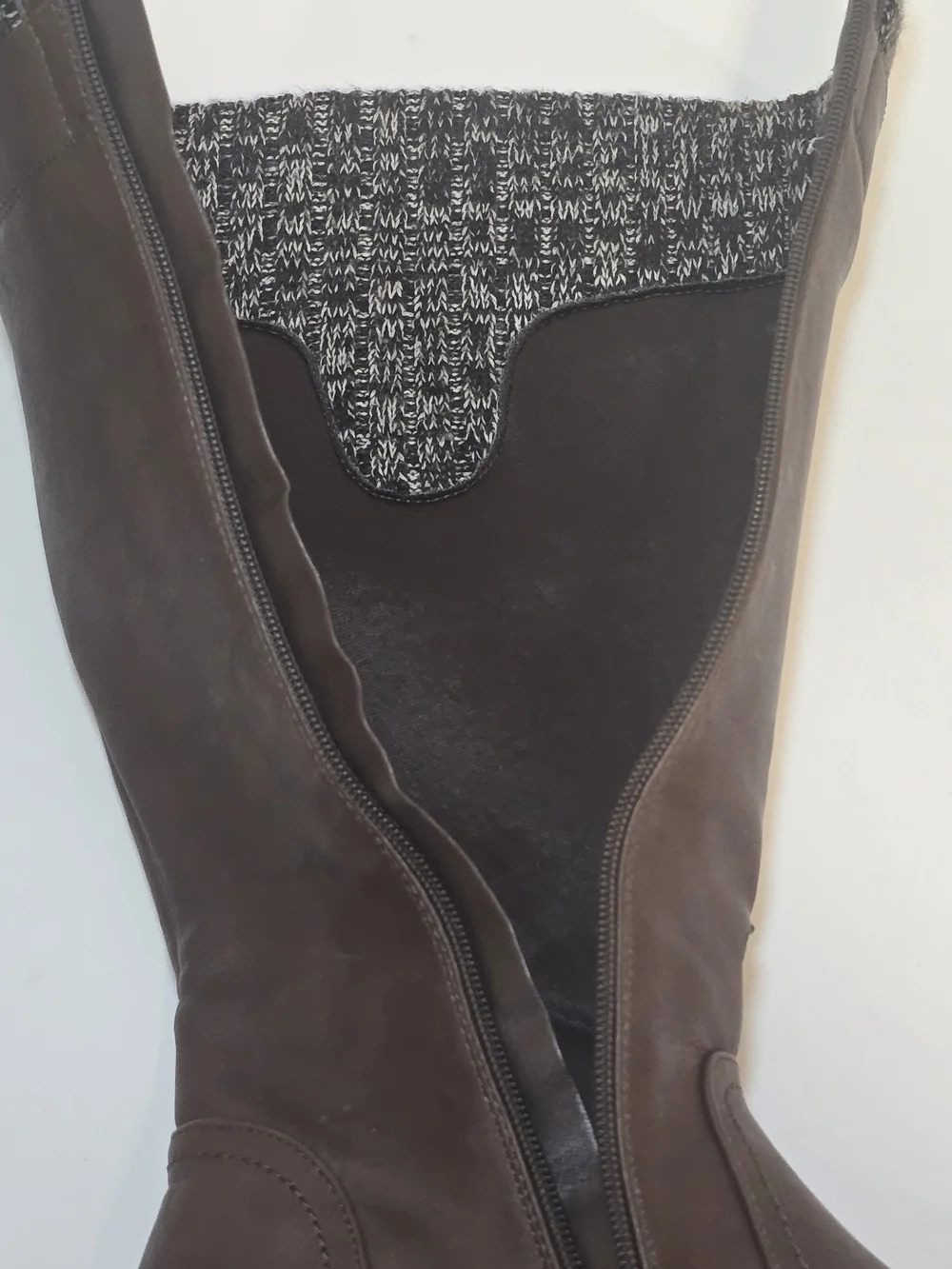Women's Tall Brown Knit-Cuff Riding Boots